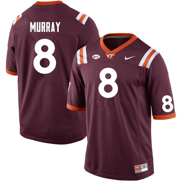 Men #8 Brion Murray Virginia Tech Hokies College Football Jerseys Sale-Maroon